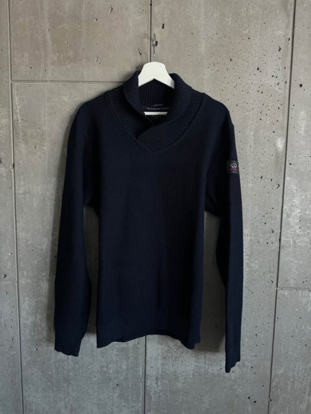 Paul & Shark Navy Blue Textured Knit Shawl Collar Sweater Men’s L